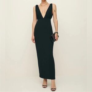 NWT Reformation black deep vneck maxi dress